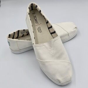 Gently Used - Tom's Womens Alpargata, White Canvas Sneaker Shoe 9.5